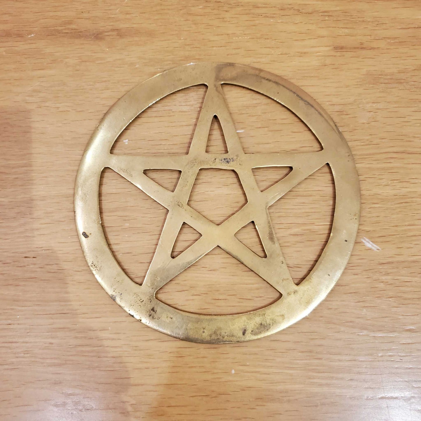 Plated Brass Pentacle Alter Tiles - Large Sacred Crystals