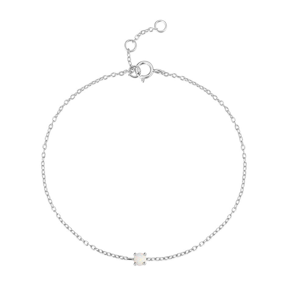S925 Sterling Silver Opal Bracelet Midnightt Light
