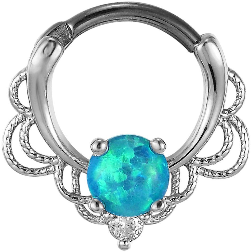 Stainless Steel Opal Nose Ring Midnightt Light