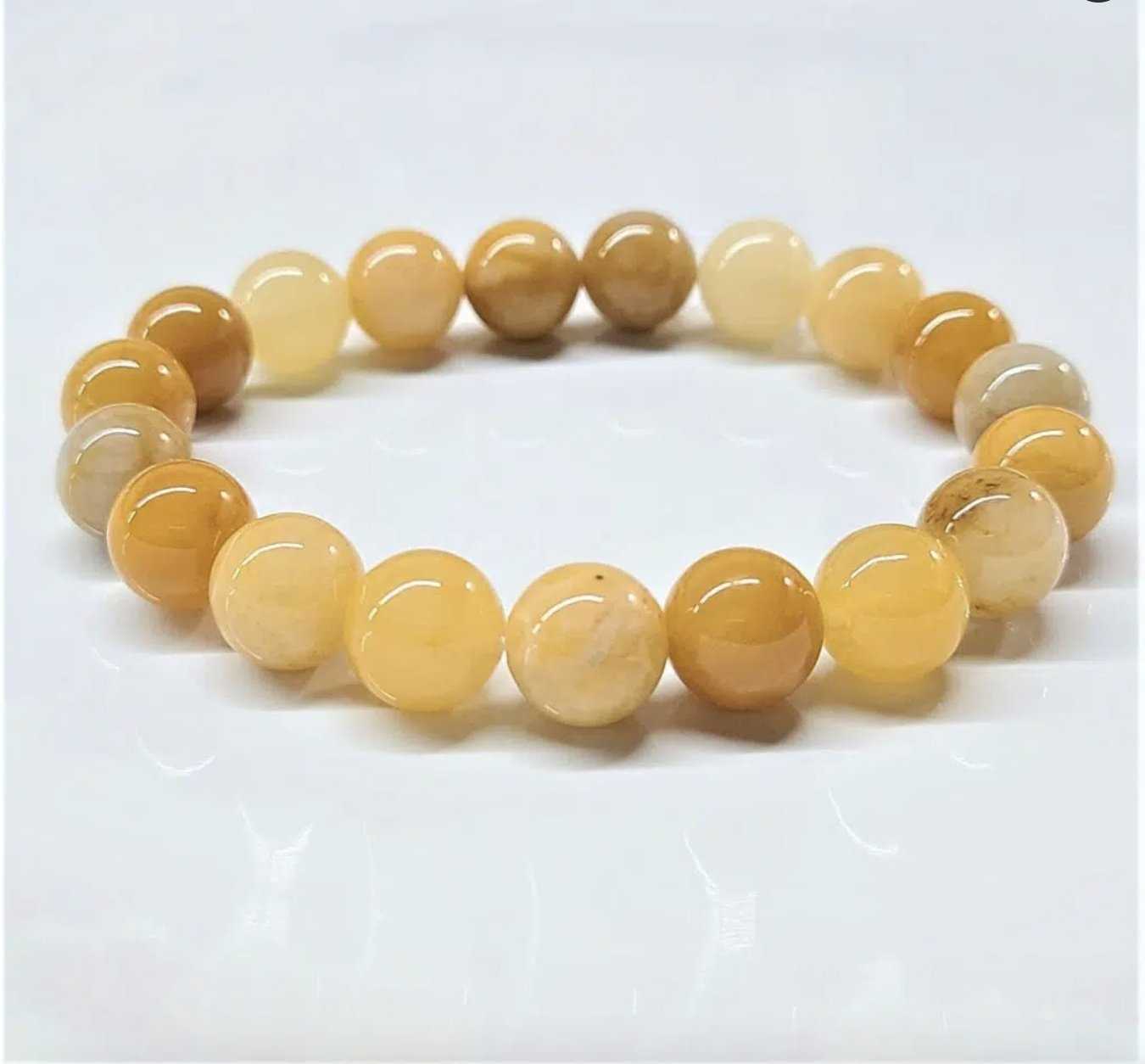 Yellow Jade Round Bead Bracelet - Courageous Joy Sacred Crystals