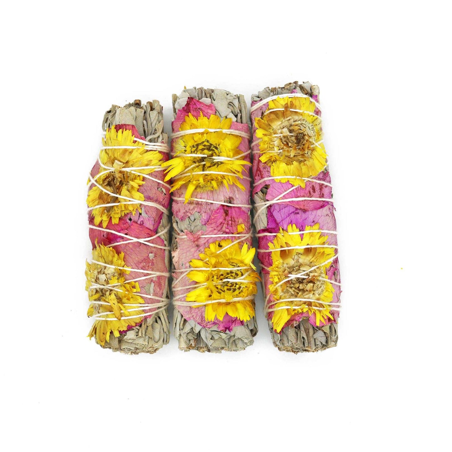 'Amor' Floral White Sage Smudge Stick (4 in) Sacred Crystals