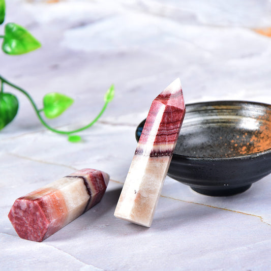 Natural Rhodolite Single-Pointed Crystal Tower Midnightt Light