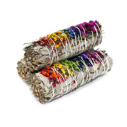 'Energy Wheel' Floral White Sage Smudge Stick (4 in.) Sacred Crystals