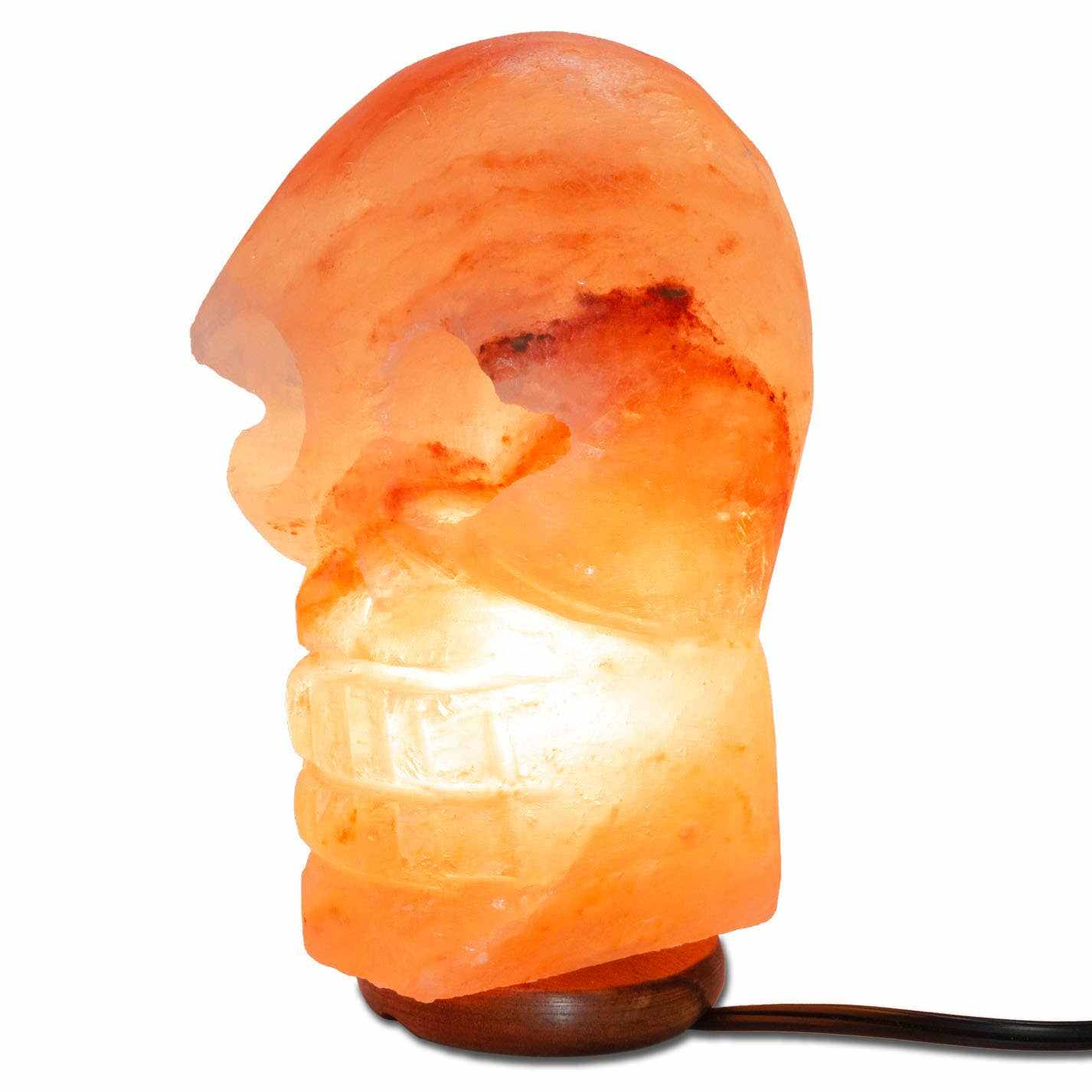 Skull Shaped Salt Lamp  - 9.5" avg. - Cord, Bulb, Dimmer Sacred Crystals