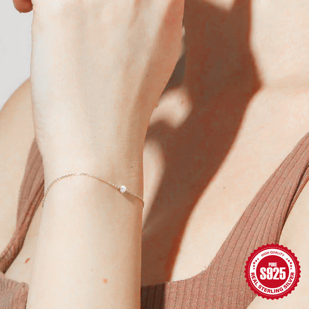 S925 Sterling Silver Opal Bracelet Midnightt Light