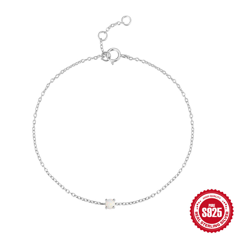 S925 Sterling Silver Opal Bracelet Midnightt Light
