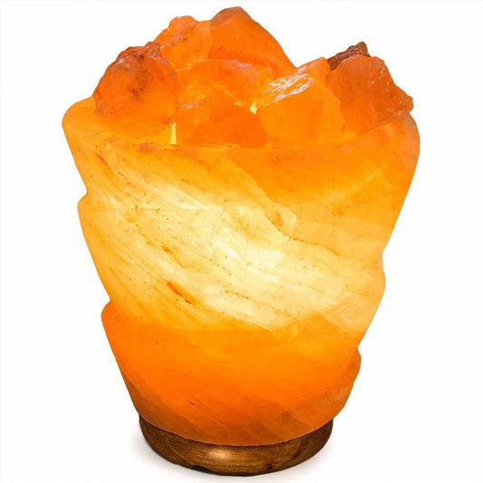 Funnel w/ Chunks Salt Lamp  - 9.5" avg. - Cord, Bulb, Dimmer Sacred Crystals