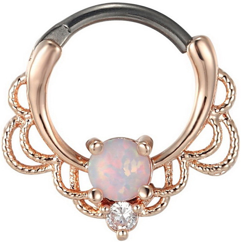 Stainless Steel Opal Nose Ring Midnightt Light