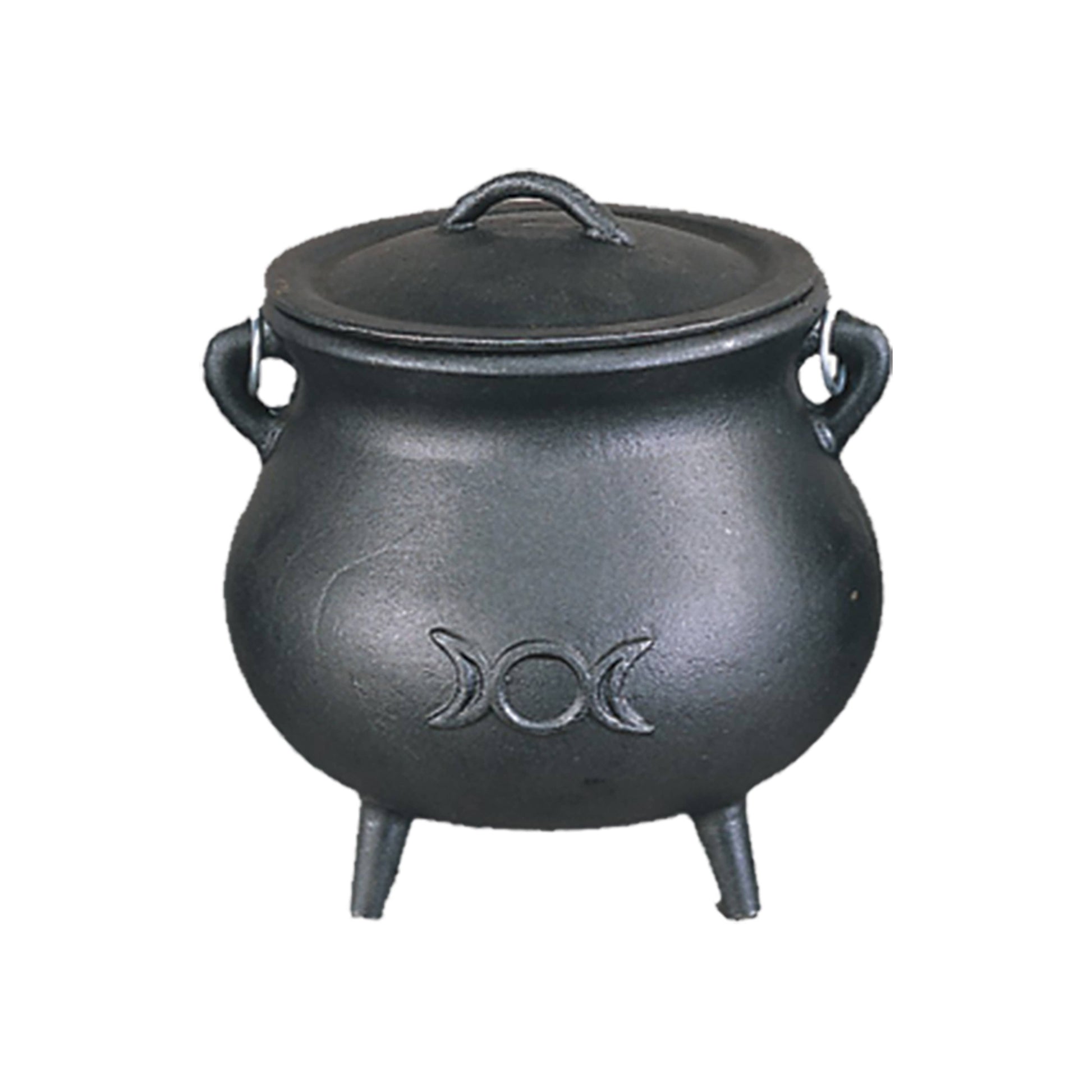Triple Moon Cast Iron Cauldron (7 in.) Sacred Crystals
