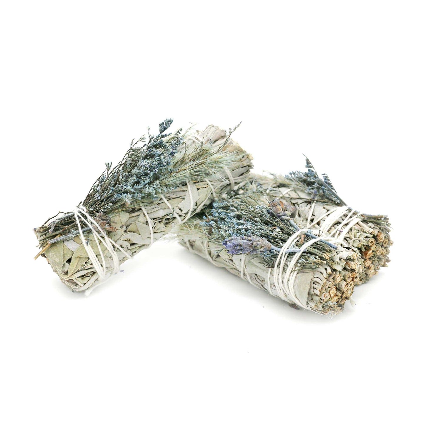 'Blue Bouquet' Floral White Sage Smudge Stick (4 in.) Sacred Crystals