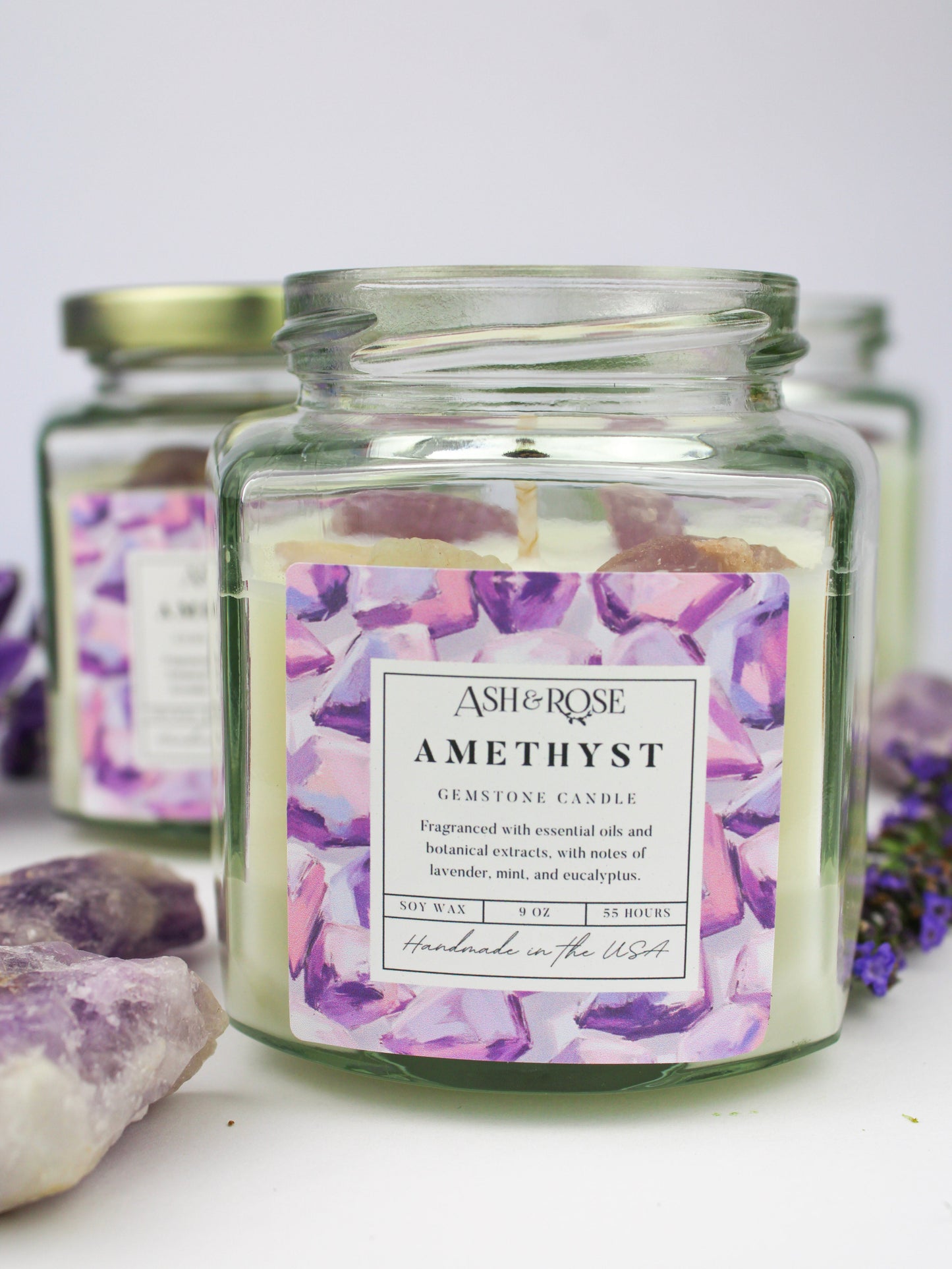Crystal Candle Ash & Rose