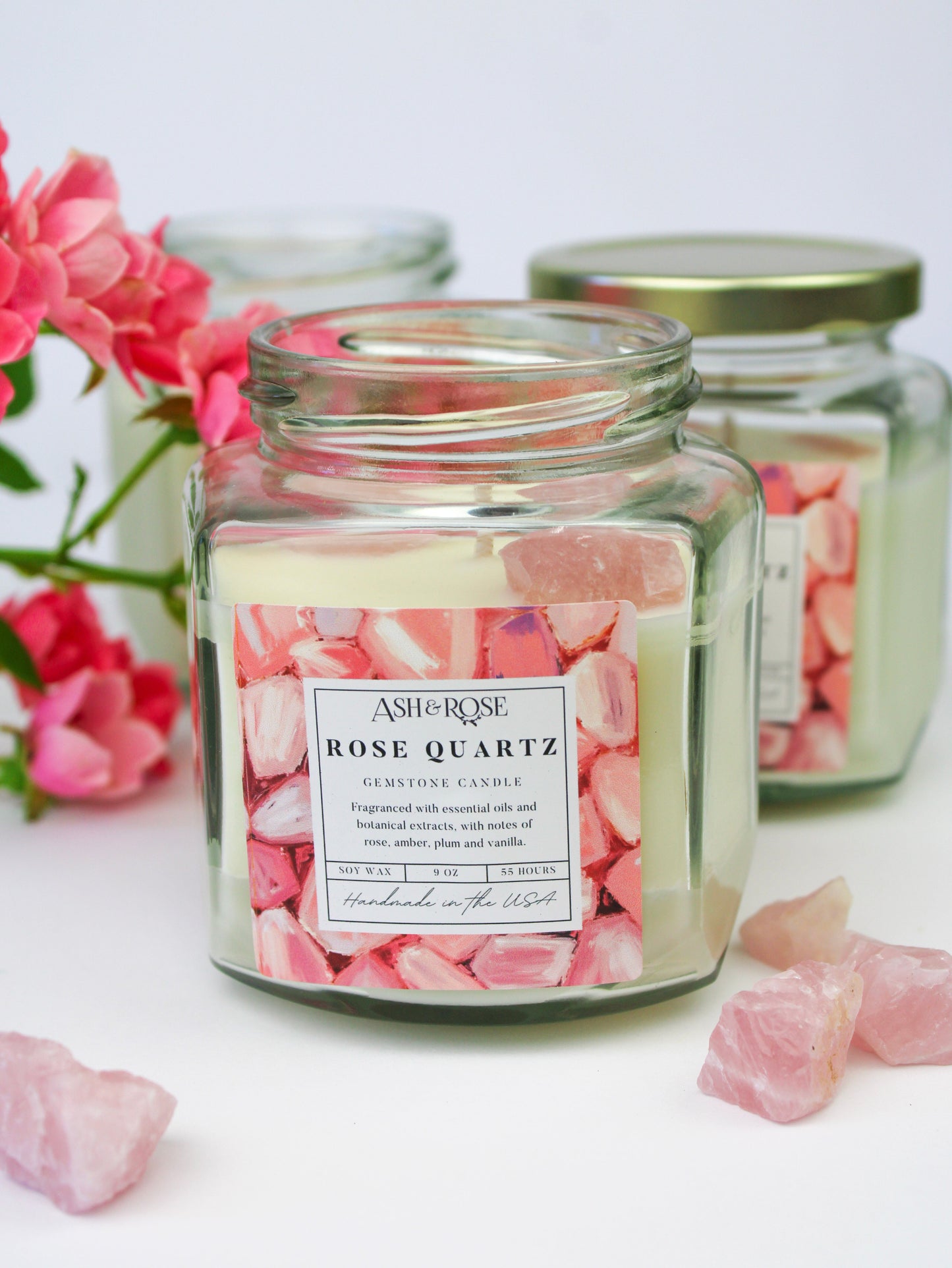 Crystal Candle Ash & Rose