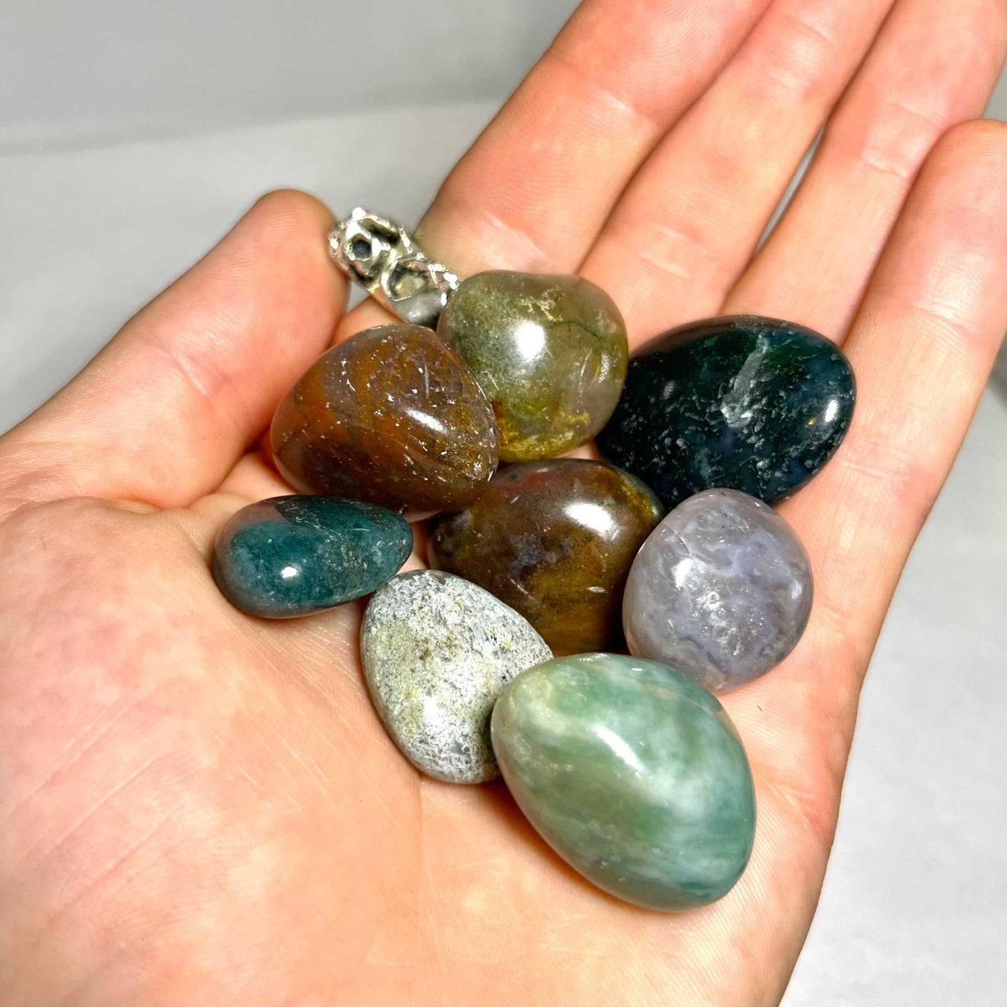 Moss Agate Tumbled Pocket Stone Sacred Crystals