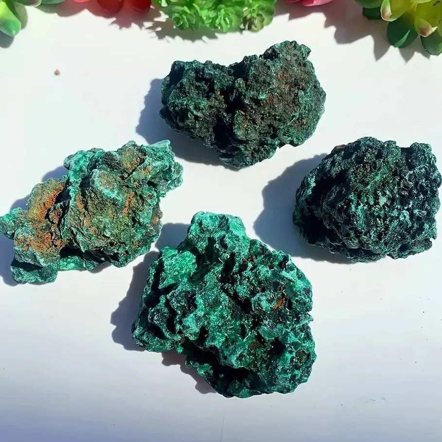 Natural Raw Irregular Green Malachite Crystal Midnightt Light