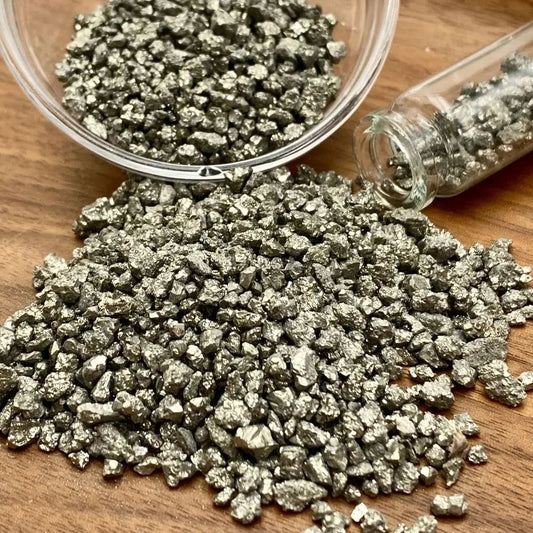 Natural Pyrite Crystal Chips Midnightt Light