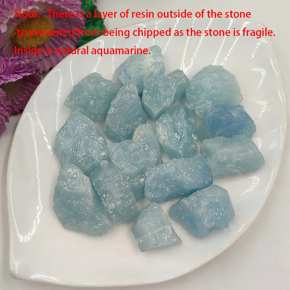 Natural Raw Aquamarine Crystals Midnightt Light
