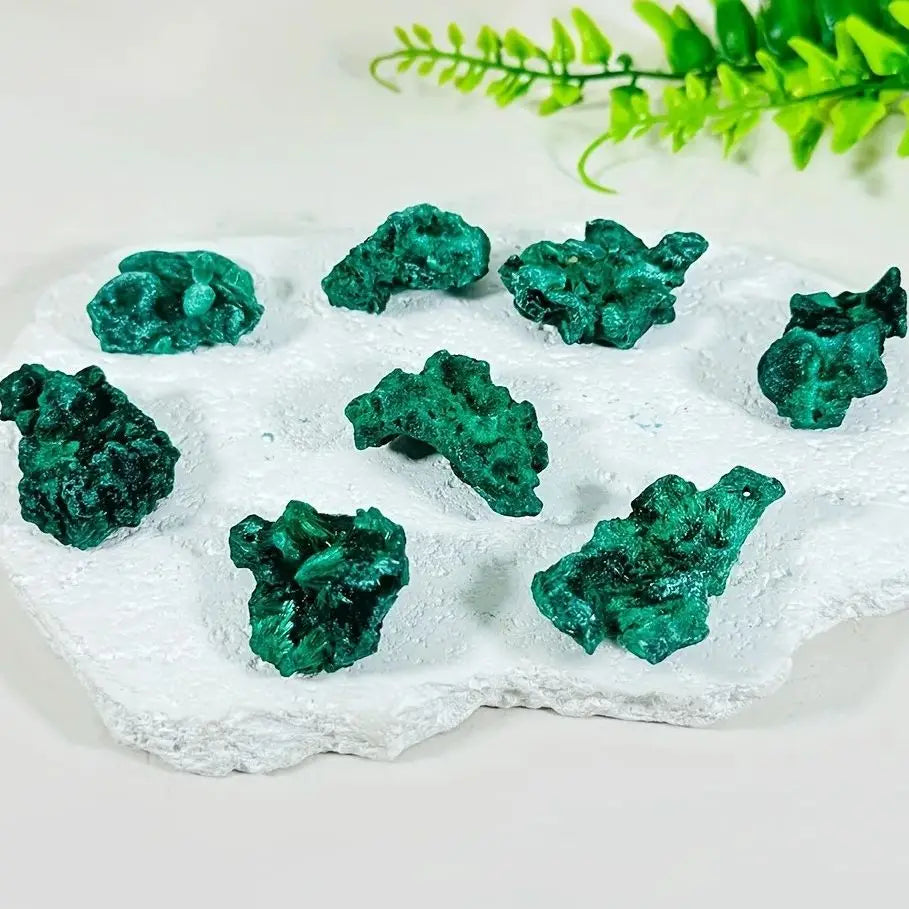 Natural Raw Irregular Green Malachite Crystal Midnightt Light