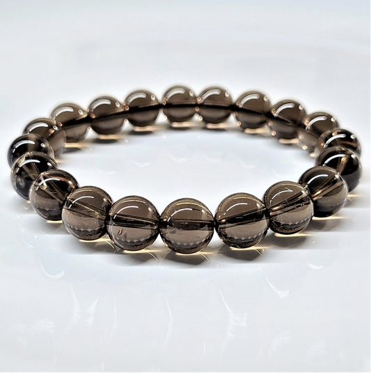 Smokey Quartz Round Bead Bracelet - Business Creativity Sacred Crystals