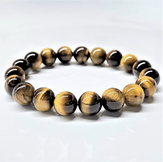 Tiger Eye Round Bead Bracelet - Grounded Confidence Sacred Crystals