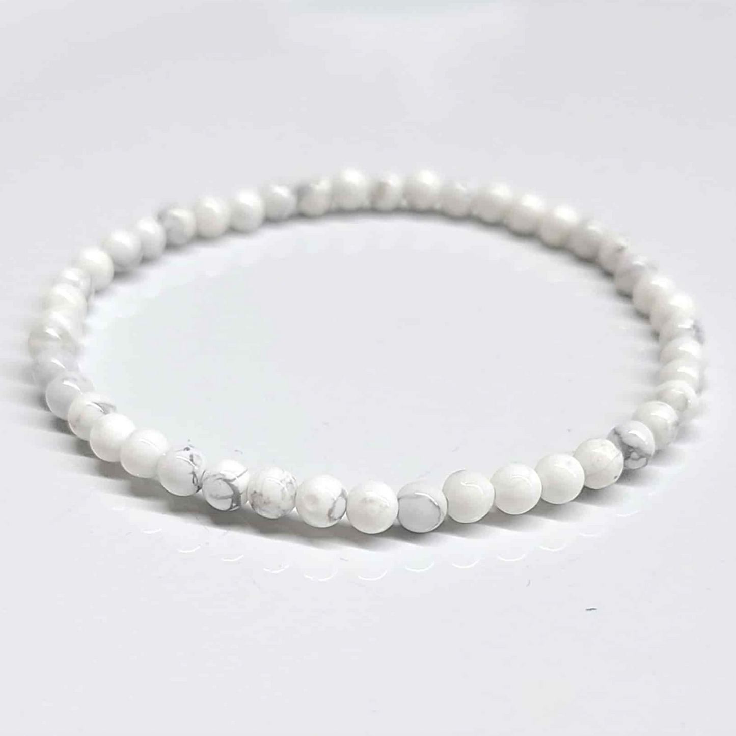White Howlite Round Bead Bracelet - Anger Eater Sacred Crystals