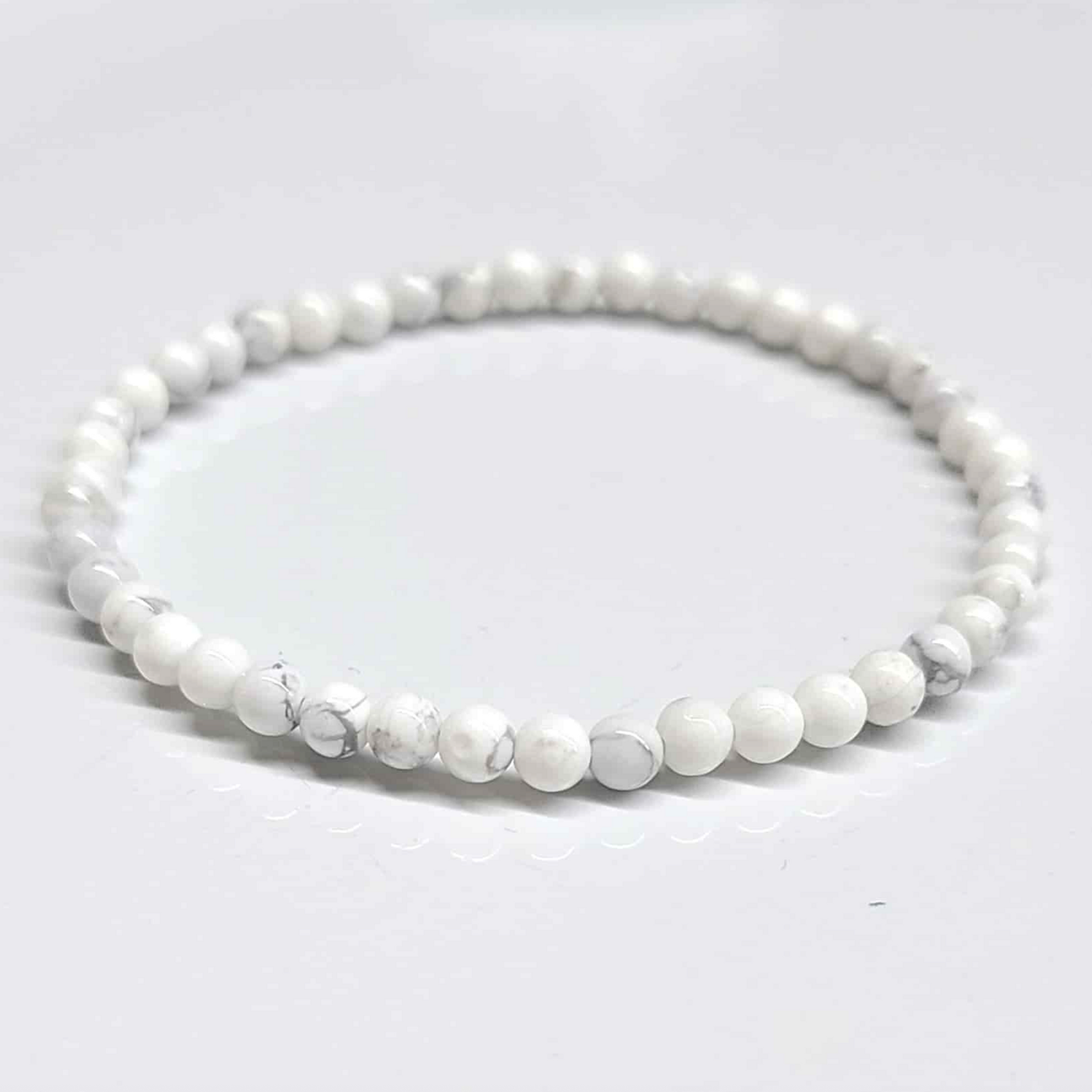 White Howlite Round Bead Bracelet - Anger Eater Sacred Crystals