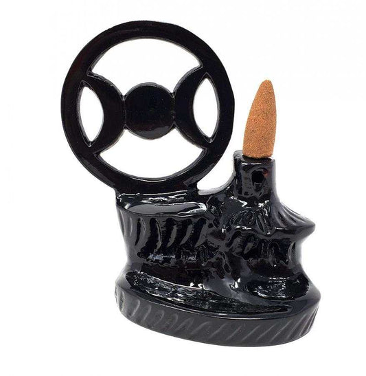 Triple Moon Backflow Waterfall Incense Burner Sacred Crystals
