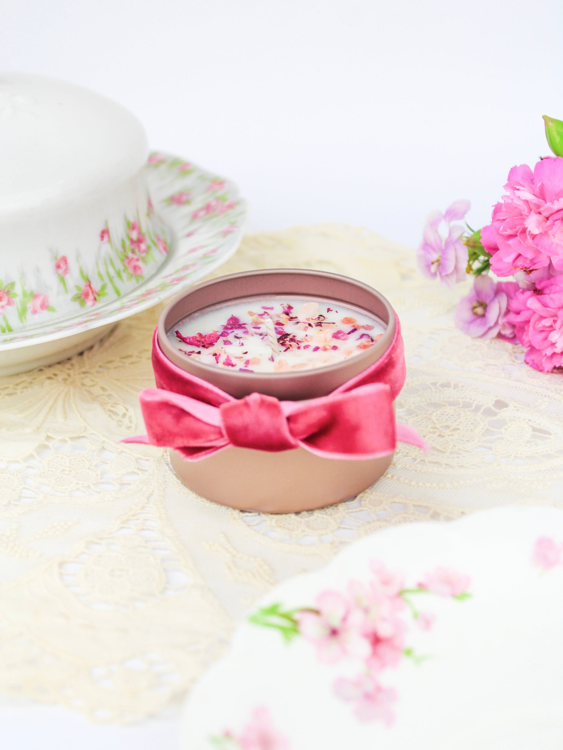 Unlabeled 4 oz Botanical Soy Wax Candles - Party Favors Ash & Rose