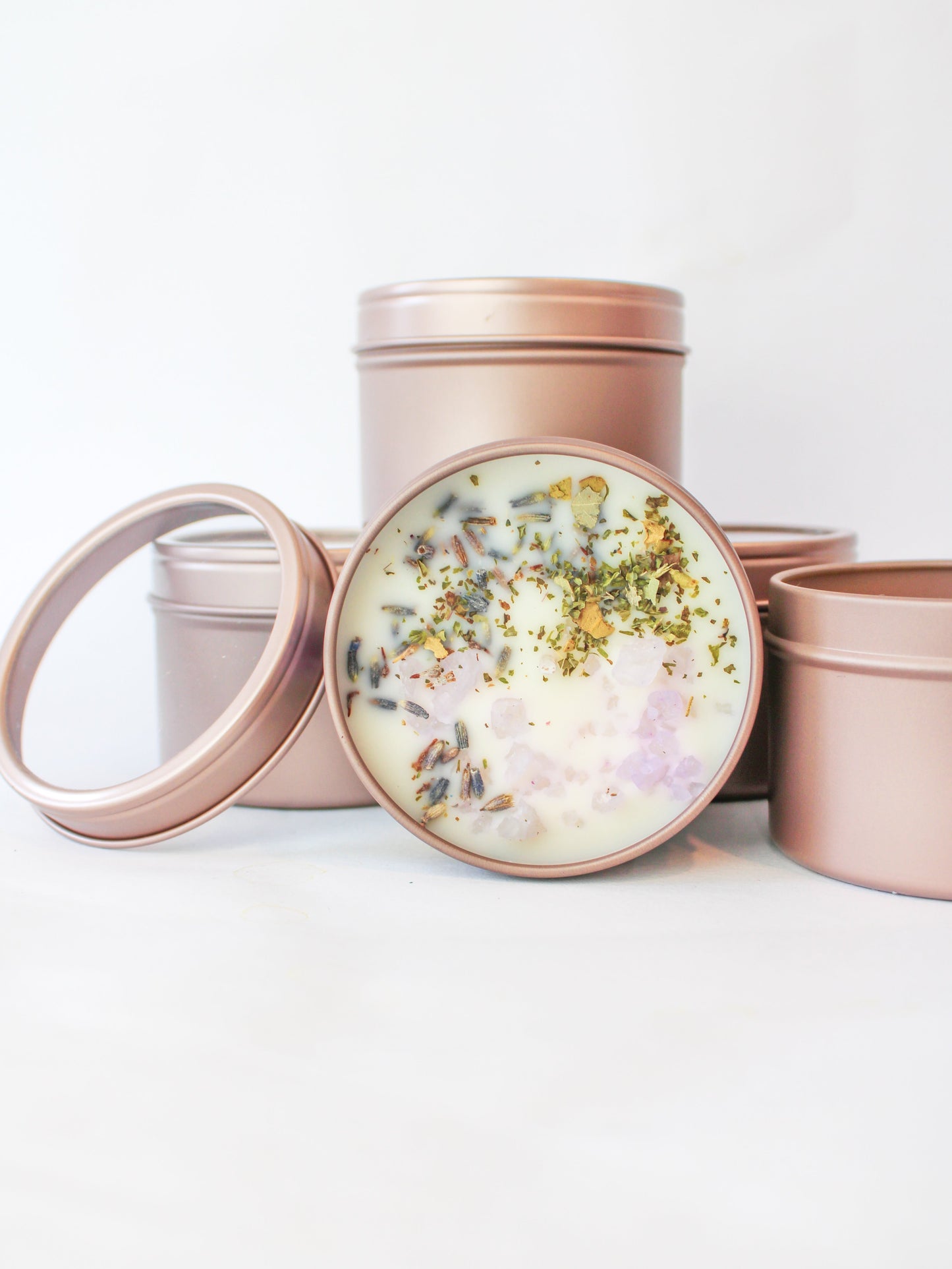 Unlabeled 4 oz Botanical Soy Wax Candles - Party Favors Ash & Rose