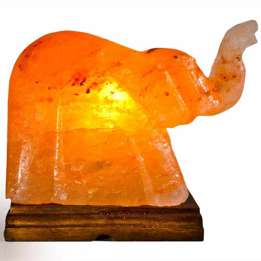 Elephant Shaped Salt Lamp  - 9" avg. - Cord, Bulb, Dimmer Sacred Crystals