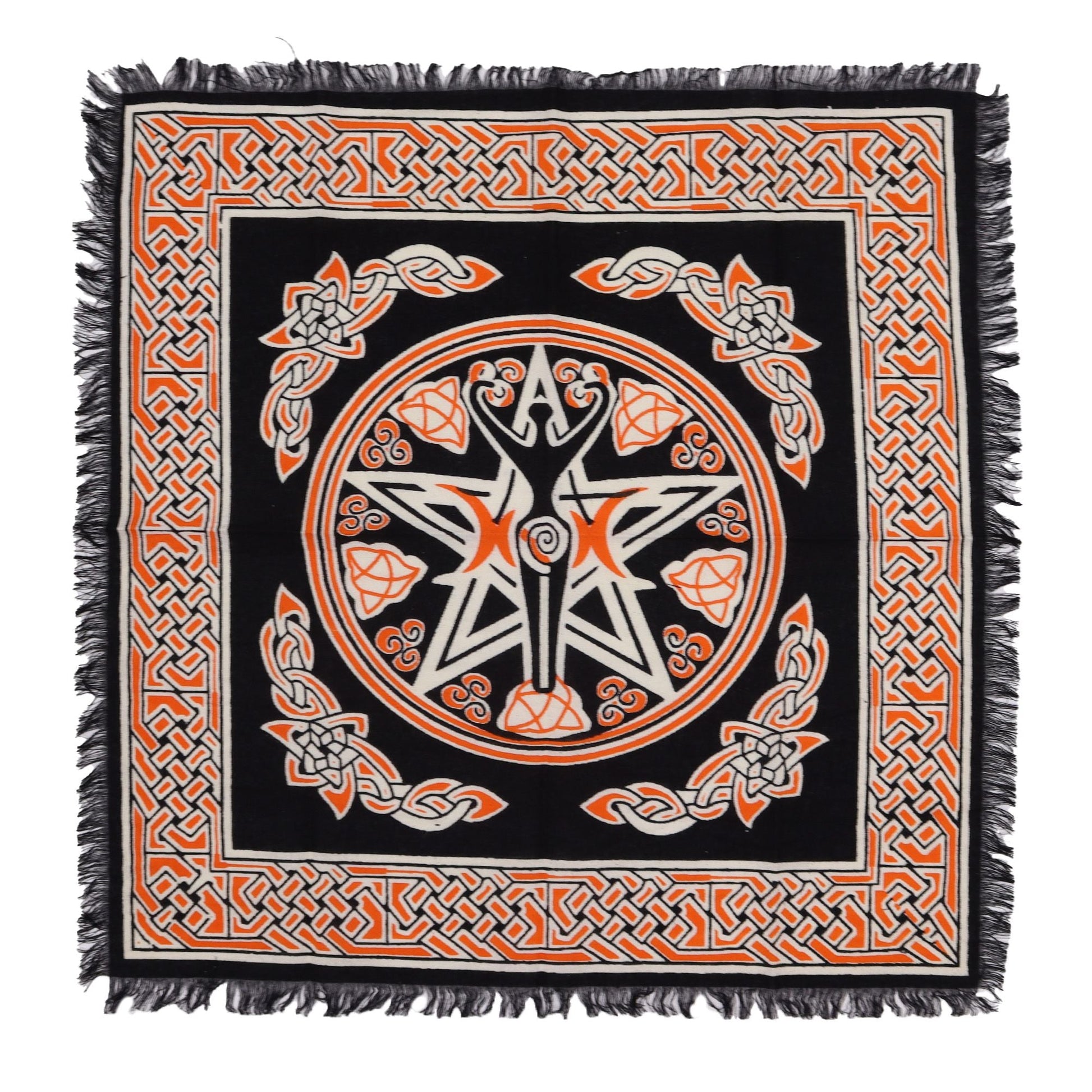 Esoteric Fringed Altar Cloth -  Earth Mother Midnightt Light