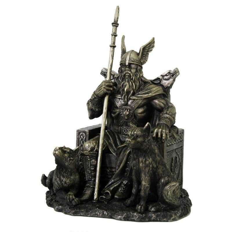 Norse God Odin Statue Sacred Crystals