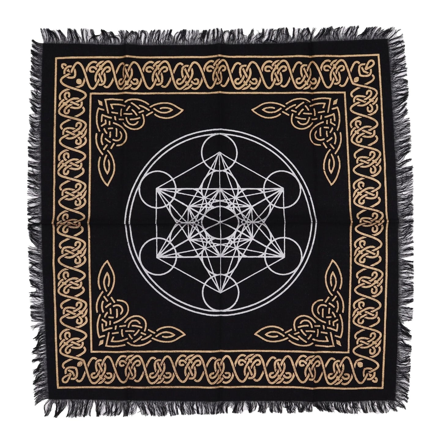 Esoteric Fringed Altar Cloth - Chakra Chart Midnightt Light