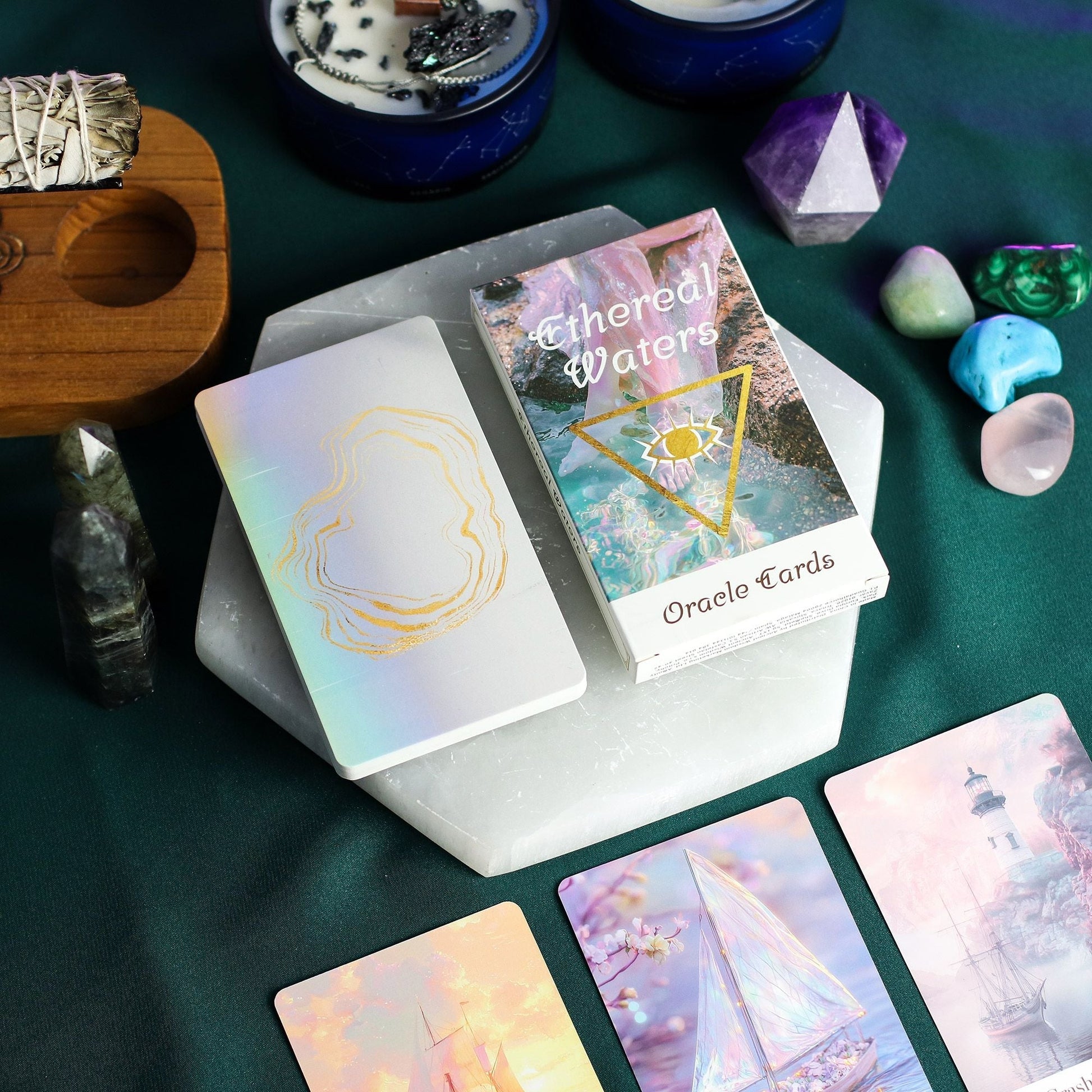 Ethereal Waters Oracle Cards - Sirens & Moonlight Midnightt Light