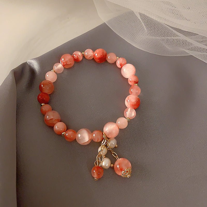 For Them Strawberry Quartz Crystal Bracelet Gift Midnightt Light