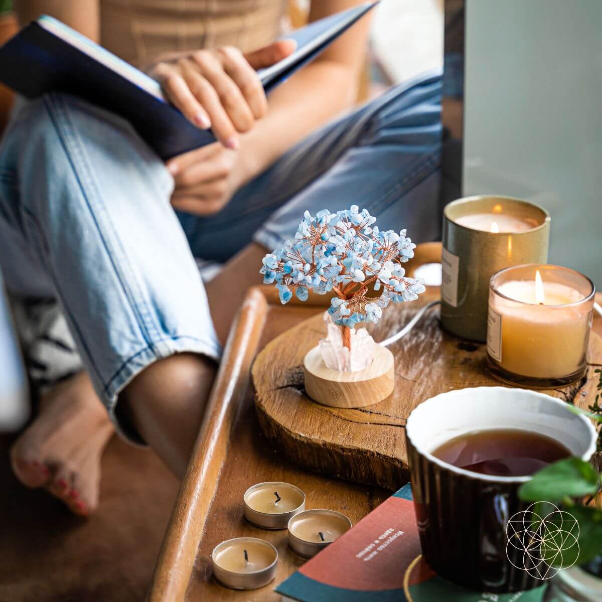 Guardian Angel Lamp of Protection - Aquamarine Tree Conscious Items