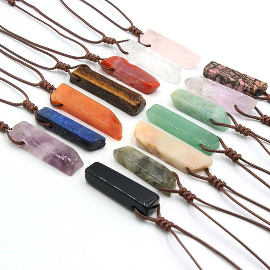 Healing Crystal Slice Pendant Necklaces Midnightt Light