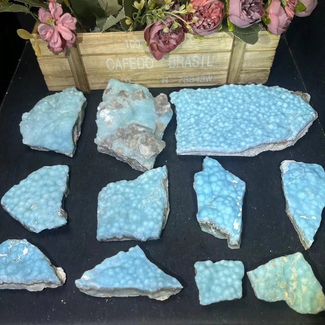 LIMITED EDITION Natural Raw Larimar Slab Midnightt Light