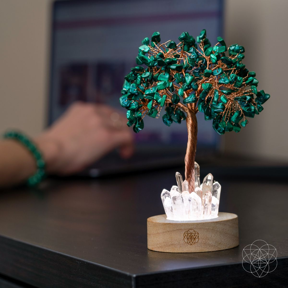 Malachite Anxiety Tree Lamp Conscious Items