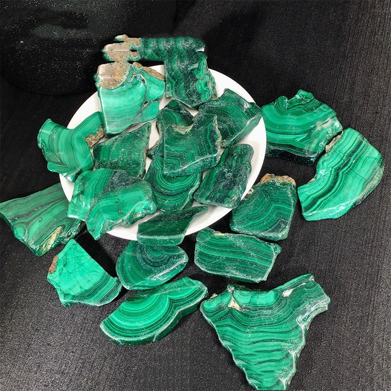 Malachite Slice Of Raw Crystal Specimen Midnightt Light