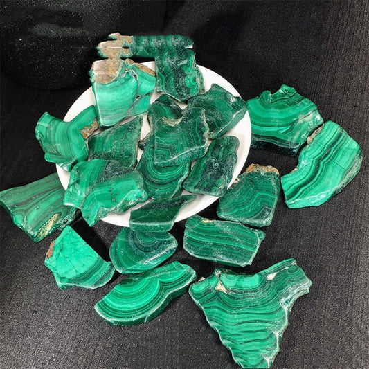 Malachite Slice Of Raw Crystal Specimen Midnightt Light