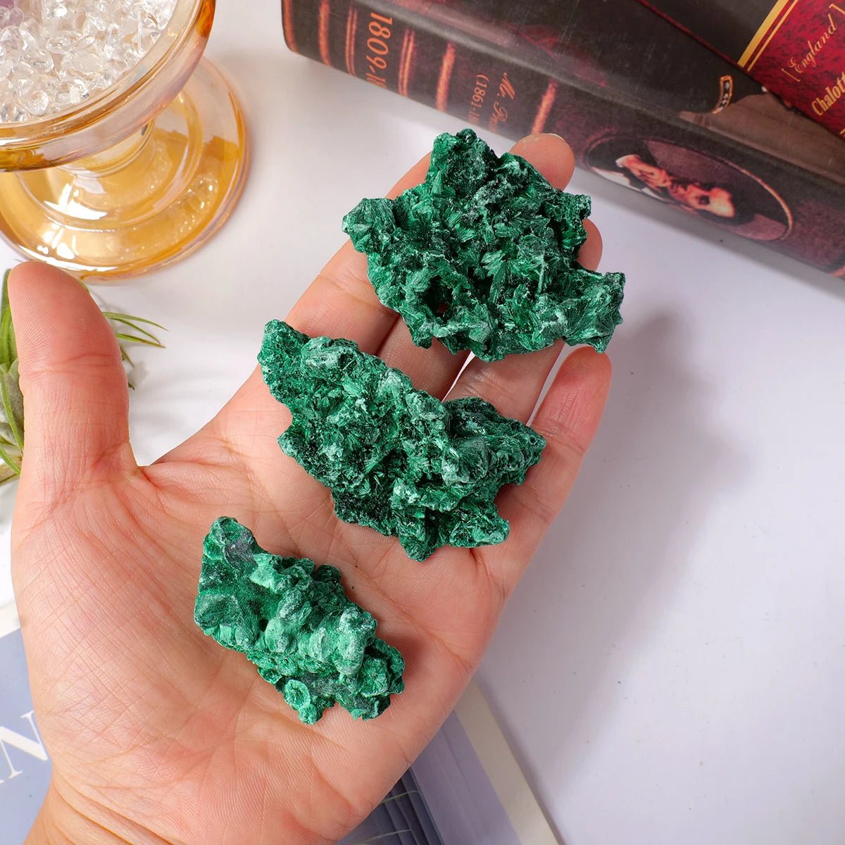 Natural Malachite Raw Mineral Specimen Midnightt Light
