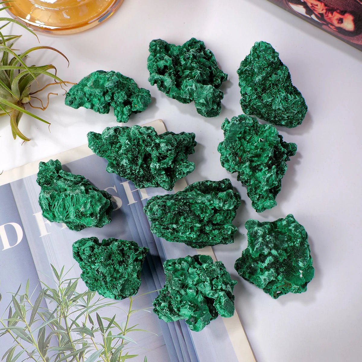 Natural Malachite Raw Mineral Specimen Midnightt Light