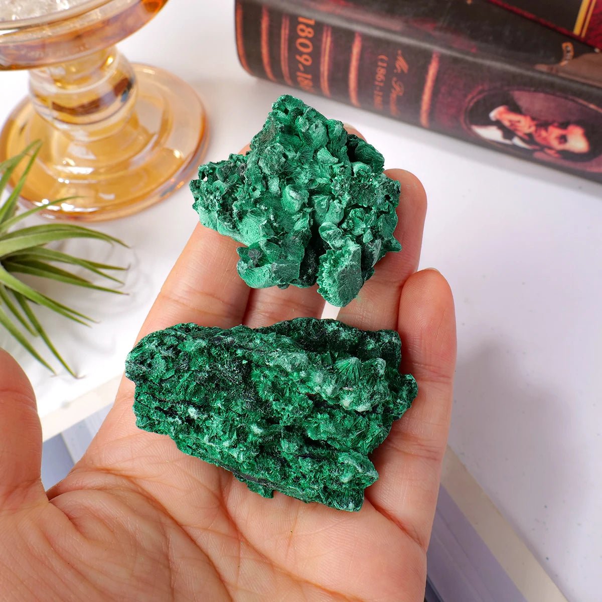 Natural Malachite Raw Mineral Specimen Midnightt Light