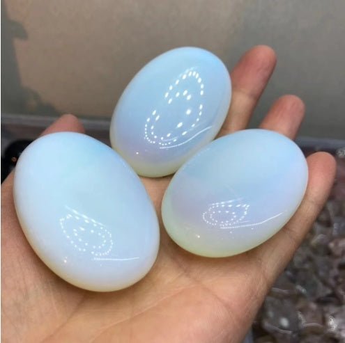Natural Opal Carved Crystal Egg Midnightt Light