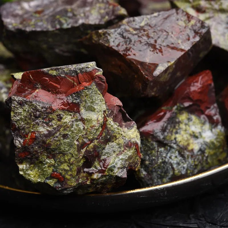 Natural Raw Dragon Bloodstone Crystal Midnightt Light