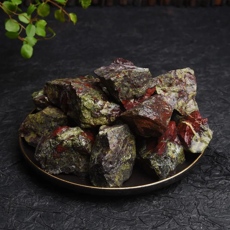 Natural Raw Dragon Bloodstone Crystal Midnightt Light