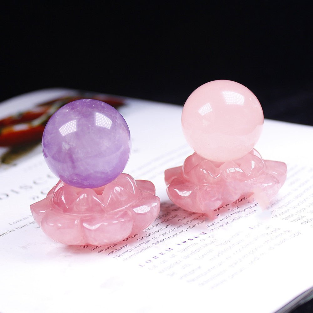 Natural Rose Quartz Lotus Carved Crystal Midnightt Light