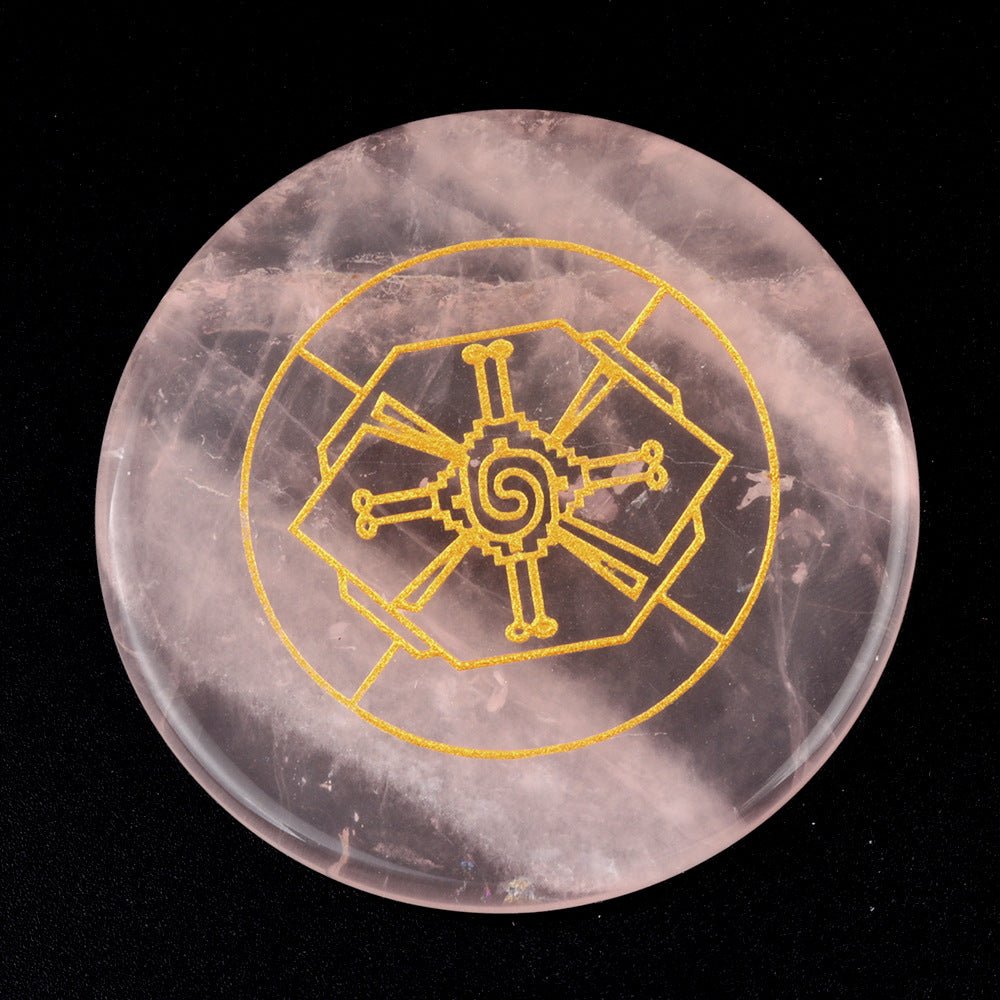 Natural Rose Quartz Symbol Carved Crystal Midnightt Light