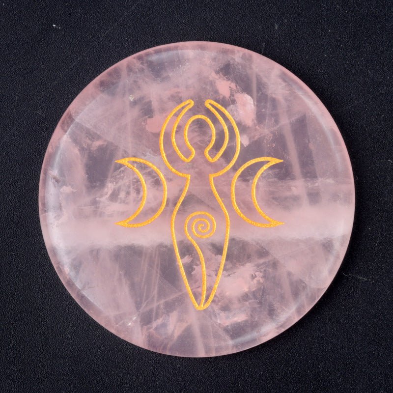 Natural Rose Quartz Symbol Carved Crystal Midnightt Light