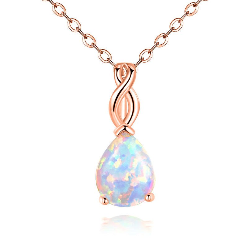 Opal Pendant Necklace Midnightt Light